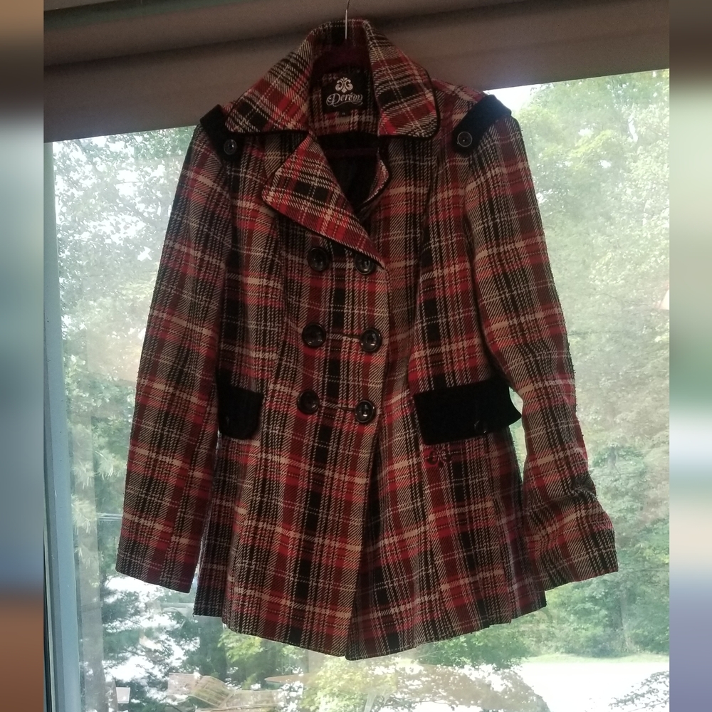 Red and White Mini Skater Pea Coat